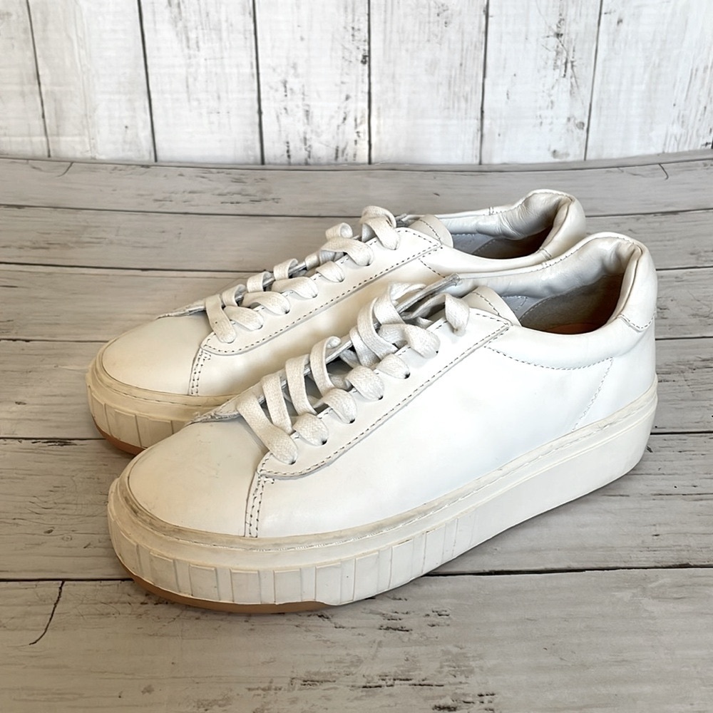 Reiss Dover Street White Leather Flatform Trainers Sneakers